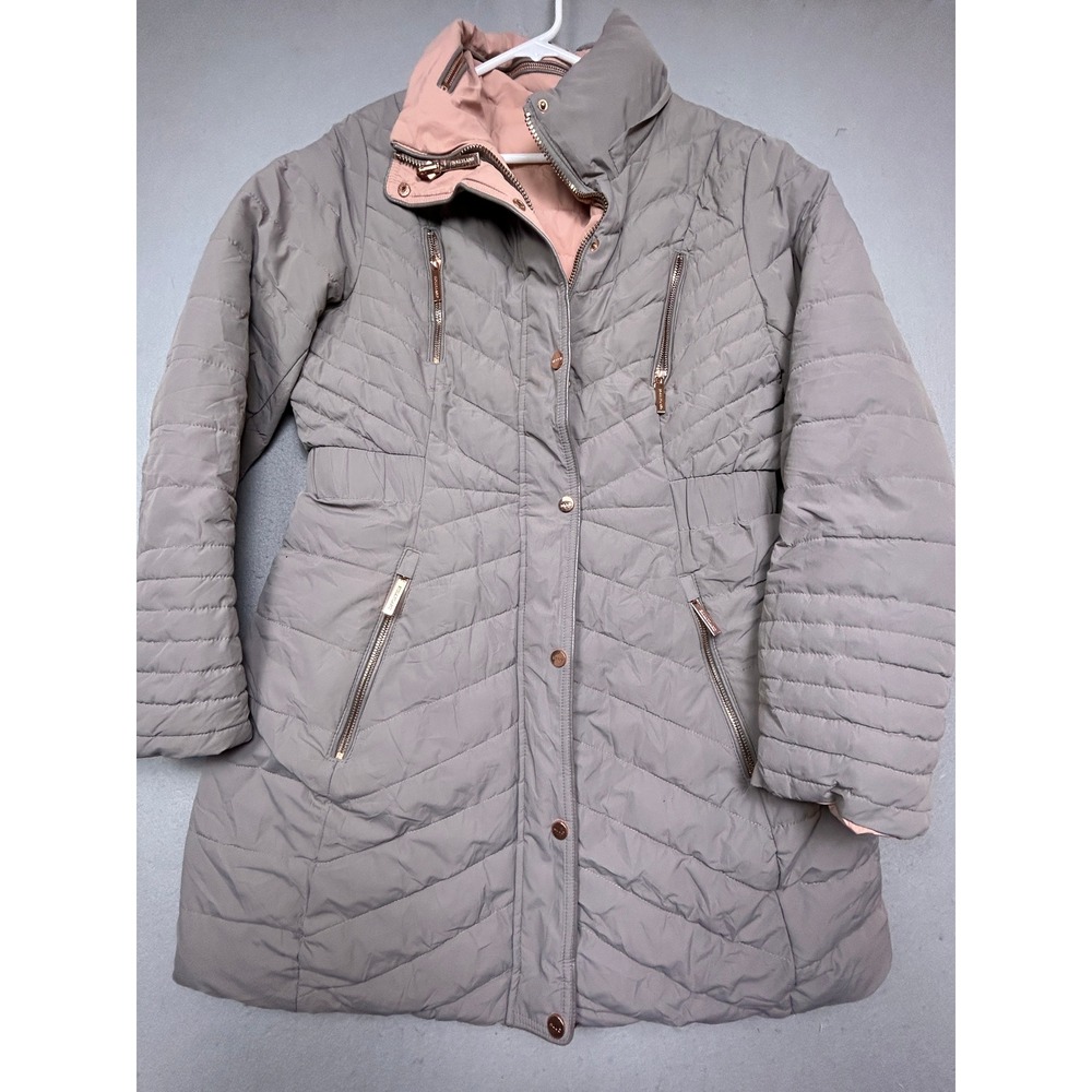 Holly Land Puffer Coat 0880 Polyester Gray Pink Size G Medium Womens